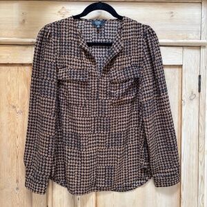 Jones New York Signature Black Printed Blouse Size M